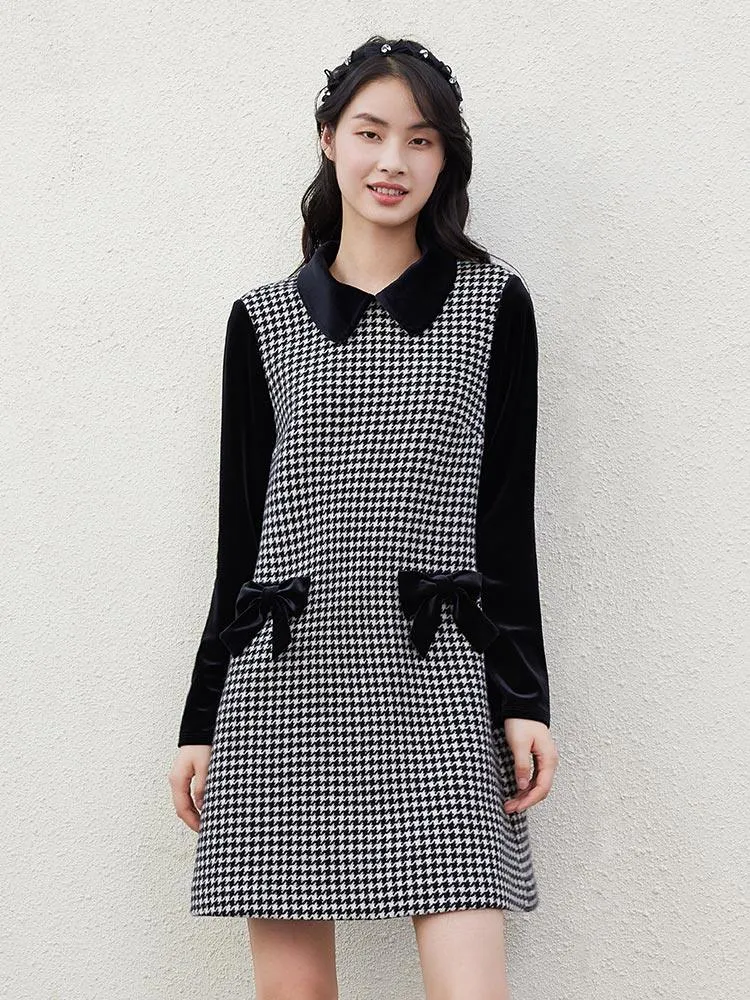 100% Woolen houndstooth Dress