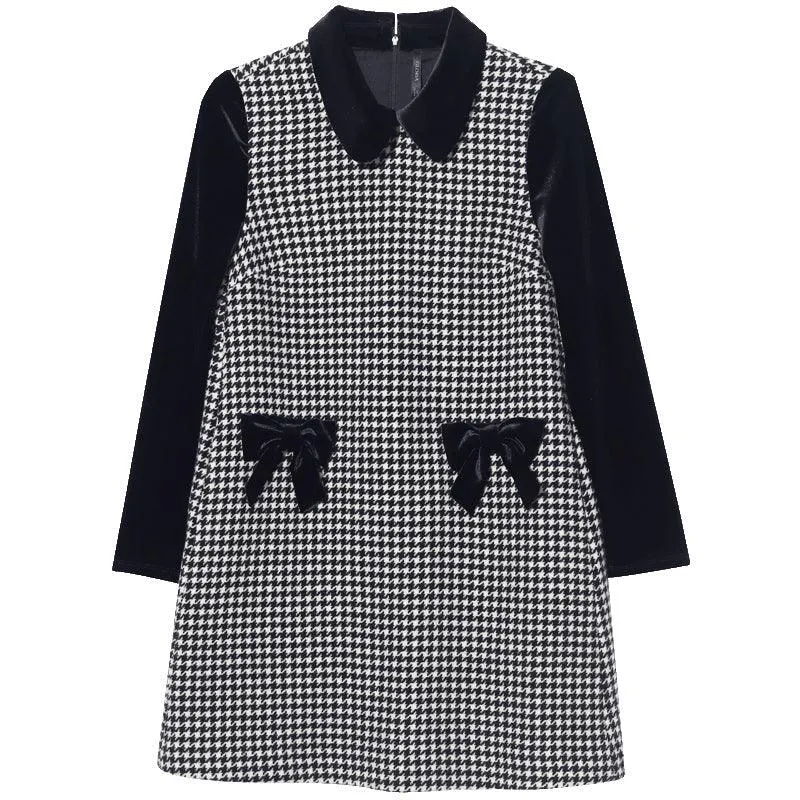 100% Woolen houndstooth Dress