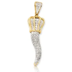 10KY 0.50CTW DIAMOND ITALIAN HORN PENDANT W/PUFFED