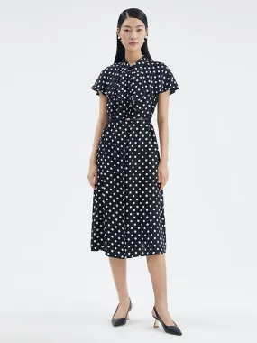 16.5 MM Silk Polka Dots Cape Dress