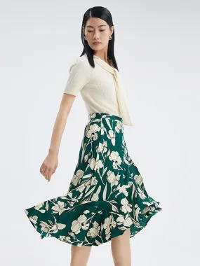 19 Momme Printed Silk Skirt