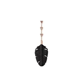 3 DIAMOND TRILLION BLACK HORN FEATHER EARRING