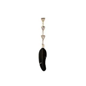 3 DIAMOND TRILLION DROP BLACK HORN FEATHER STUD