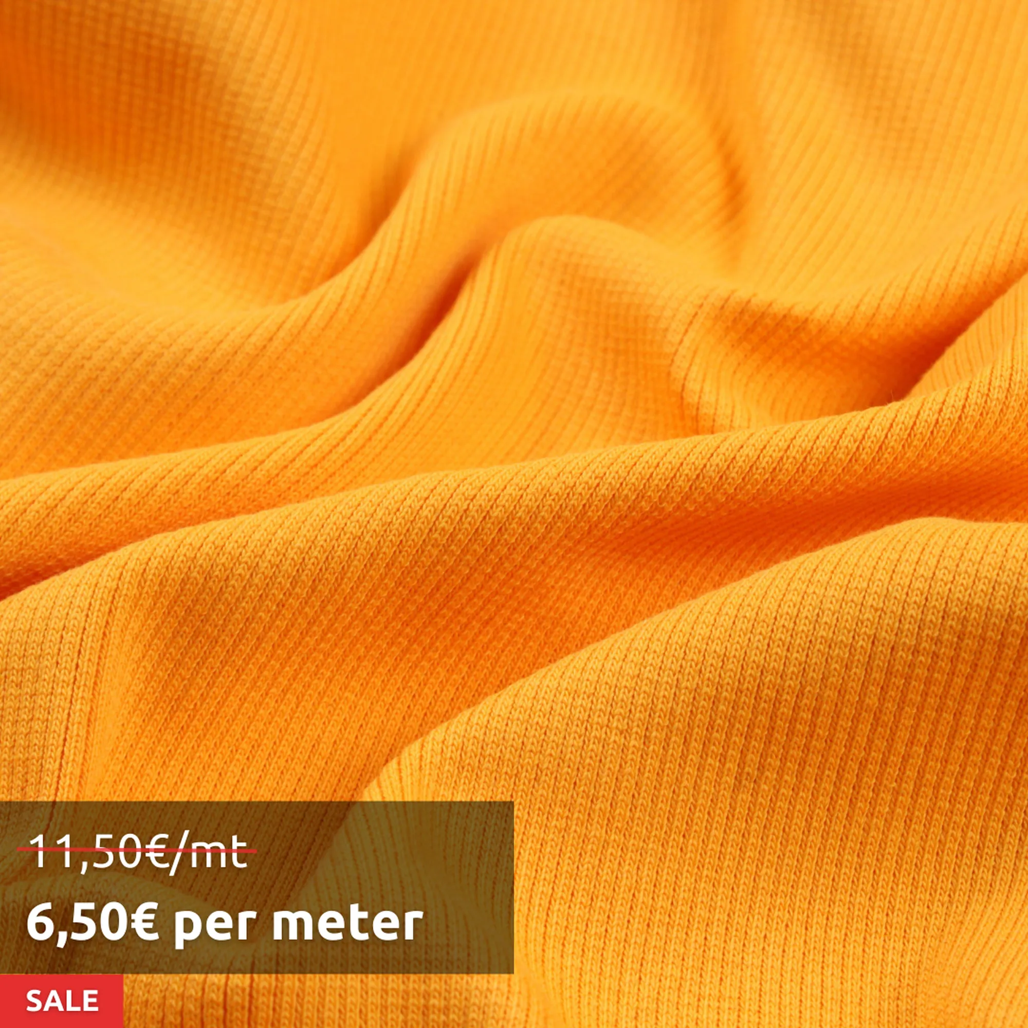 8 Mts Roll - Organic Cotton Stretch Rib 2x2 (Mango Sorbet) - OFFER: 6,50€/MT