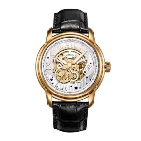 ARIES GOLD AUTOMATIC INFINUM EL TORO GOLD STAINLESS STEEL G 9005 G-S BLACK LEATHER STRAP MEN'S WATCH