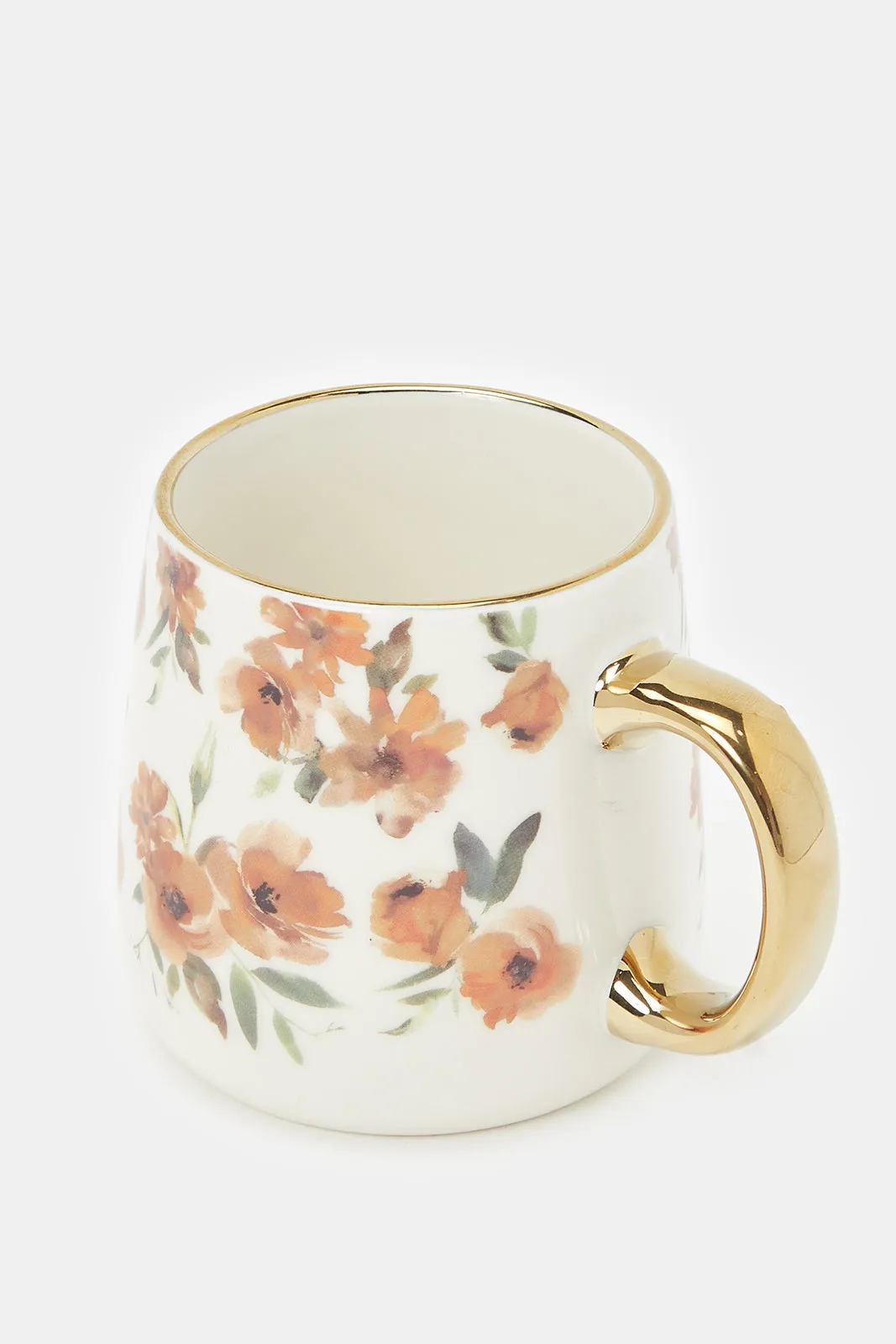 Assorted Floral Mug With Gold Handle (12oz)