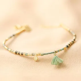 Beaded Bracelet: Gold & Green Turquoise