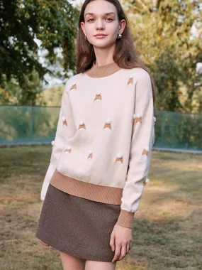 Beige New Winter Collection Woolen Jacquard  Sweater