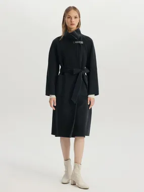 Black Mulberry Silk & Wool Double-Faced Coat