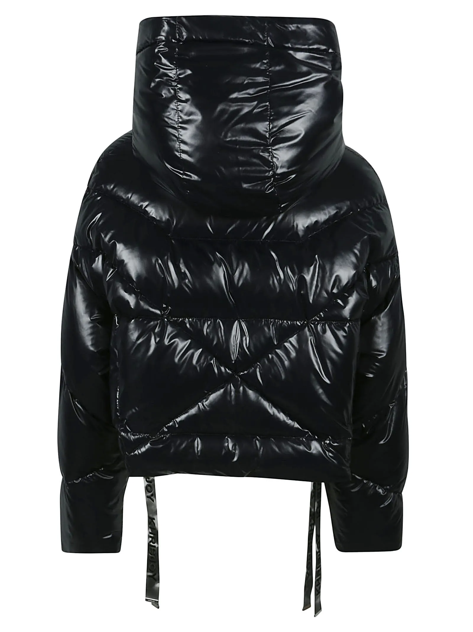 BLACK QUILTED FUNNEL NECK JACKET