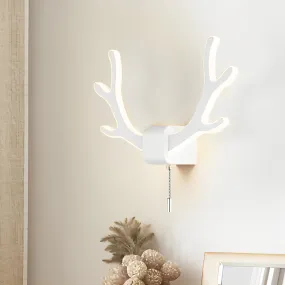 Creative Antlers Iron LED Nordic Wall Lamp Wall Light with Pull Switch