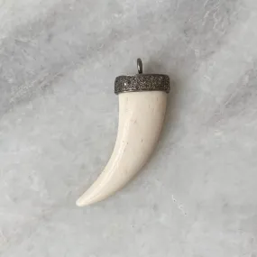 Diamond and Carved Bone Pendant