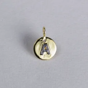 Diamond Initials on Gold Disc