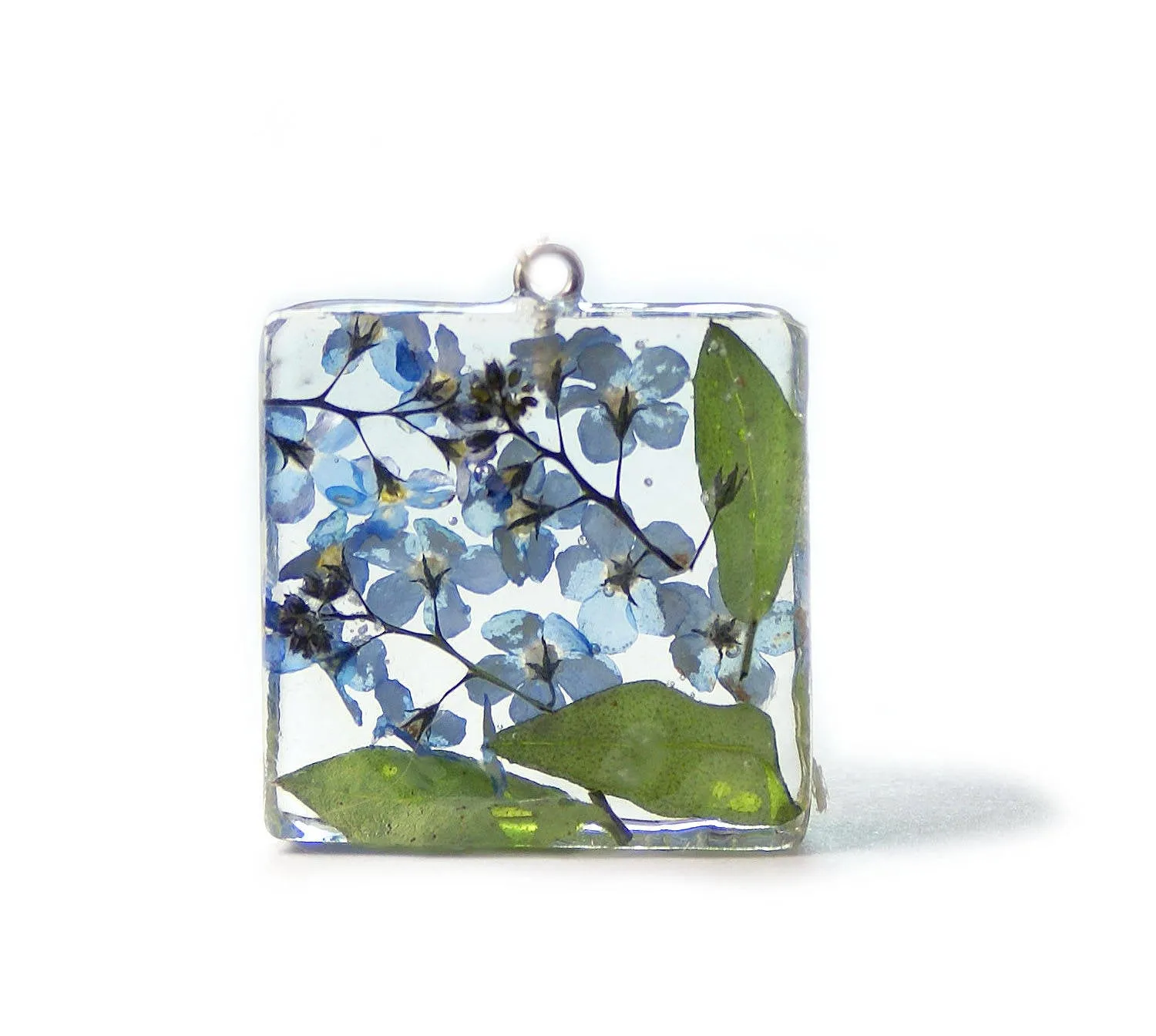 Forget Me Not Flowers Resin Pendant