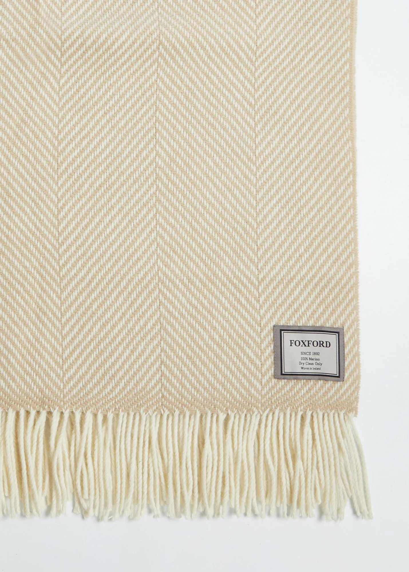 Foxford Bone Herringbone Merino Throw