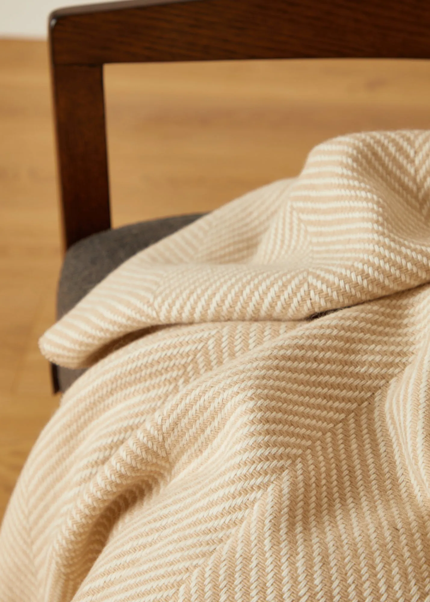 Foxford Bone Herringbone Merino Throw