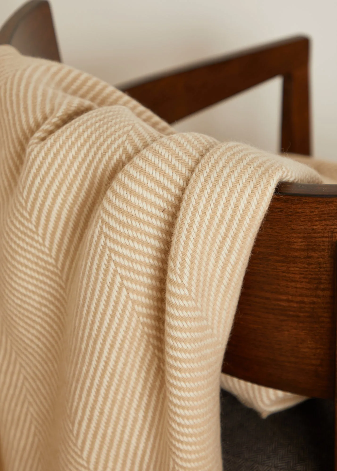 Foxford Bone Herringbone Merino Throw