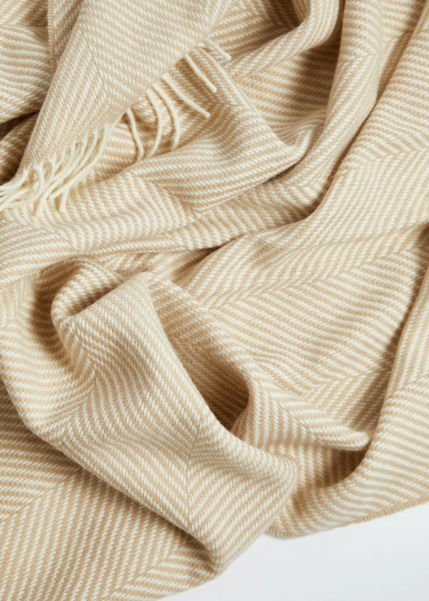 Foxford Bone Herringbone Merino Throw