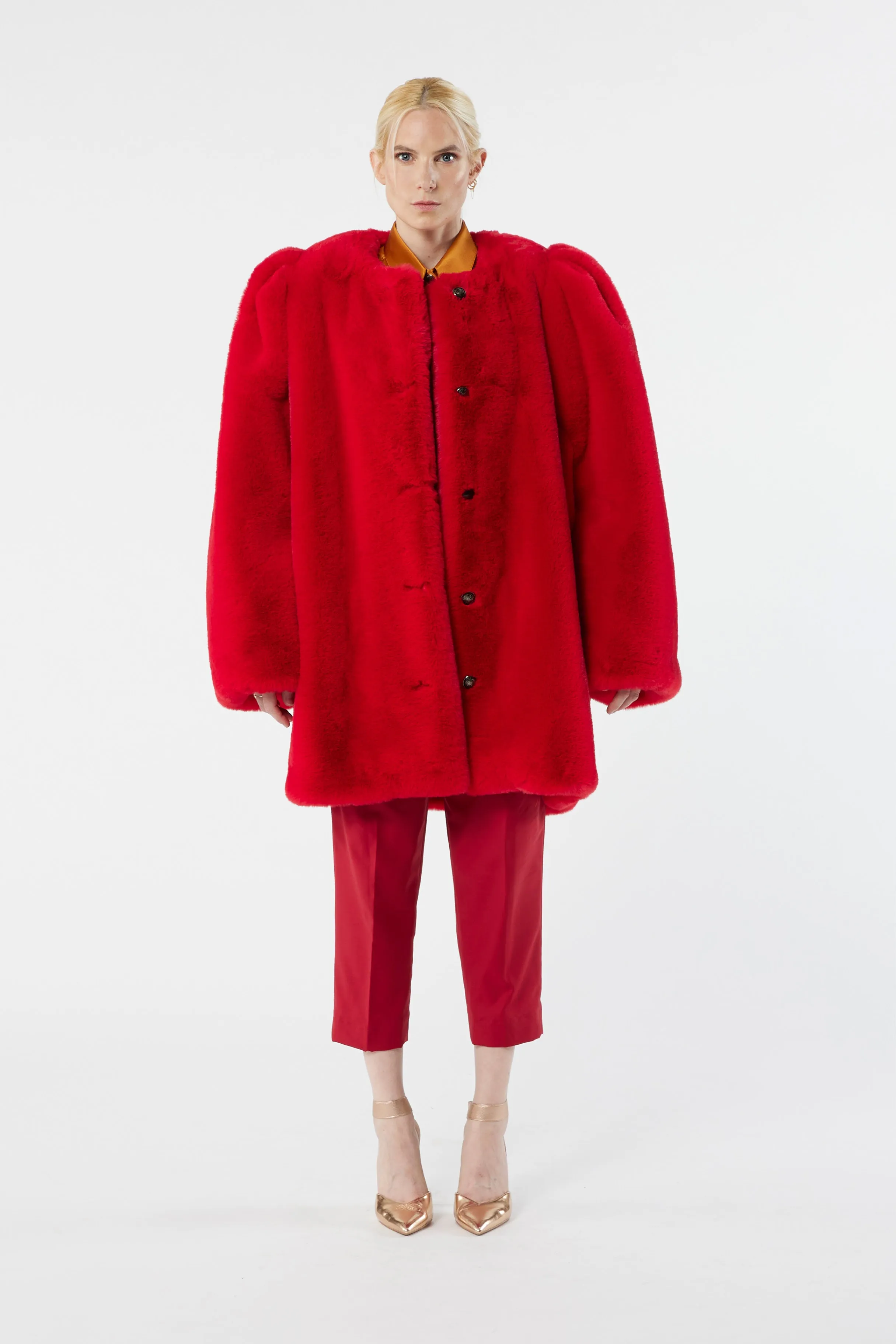 GATSBY red - faux fur coat