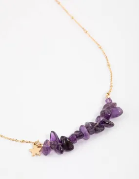 Gold Amethyst Molten Stone Necklace