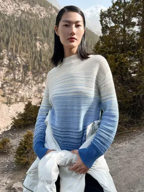 Gradient Colorblocked Mock Neck Women Sweater