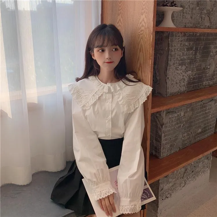 Kawaii Lace Peter Pan Collar Shirt