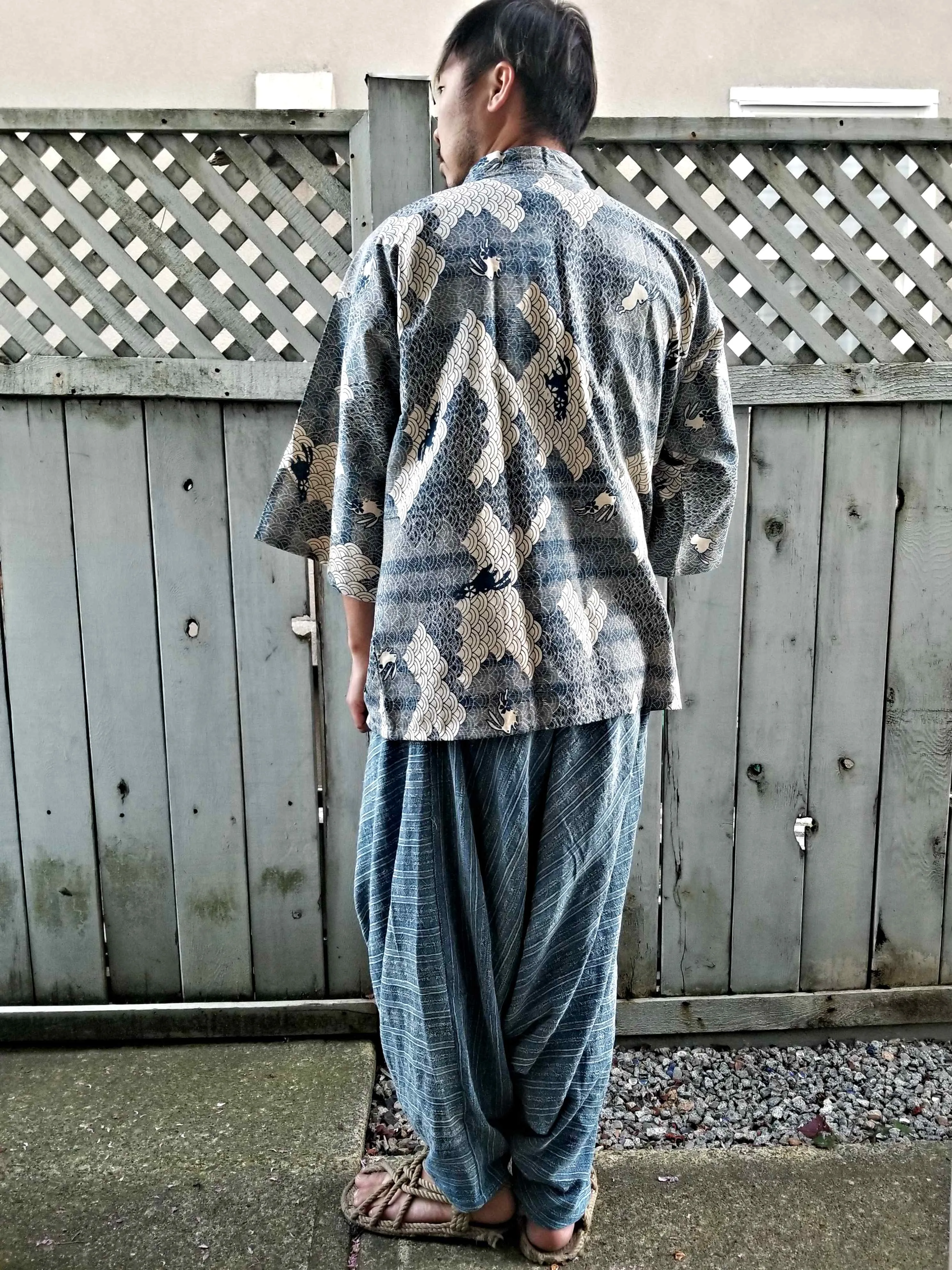 Light Indigo Bunny Waves Kimono