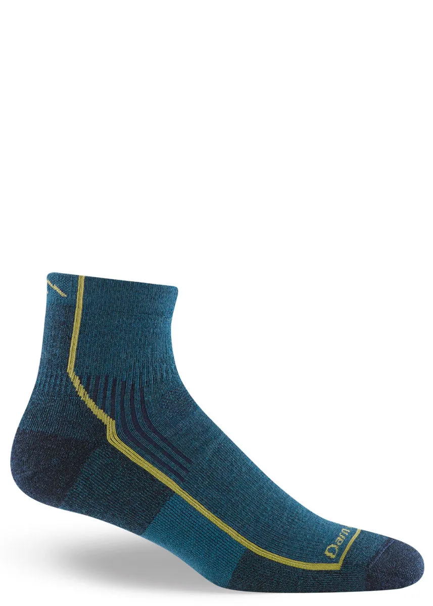 Men's Dark Teal Low-Rise Cushioned Wool Hiking Socks