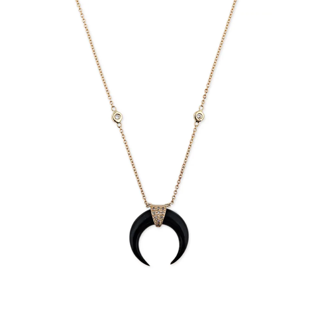 MINI BLACK DOUBLE HORN NECKLACE