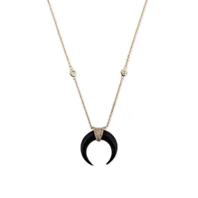 MINI BLACK DOUBLE HORN NECKLACE