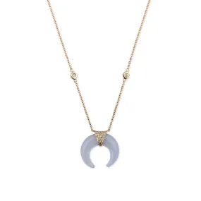 MINI CHALCEDONY DOUBLE HORN NECKLACE