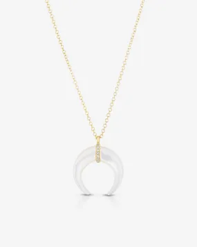 Mother of Pearl   Pavé Horn Necklace