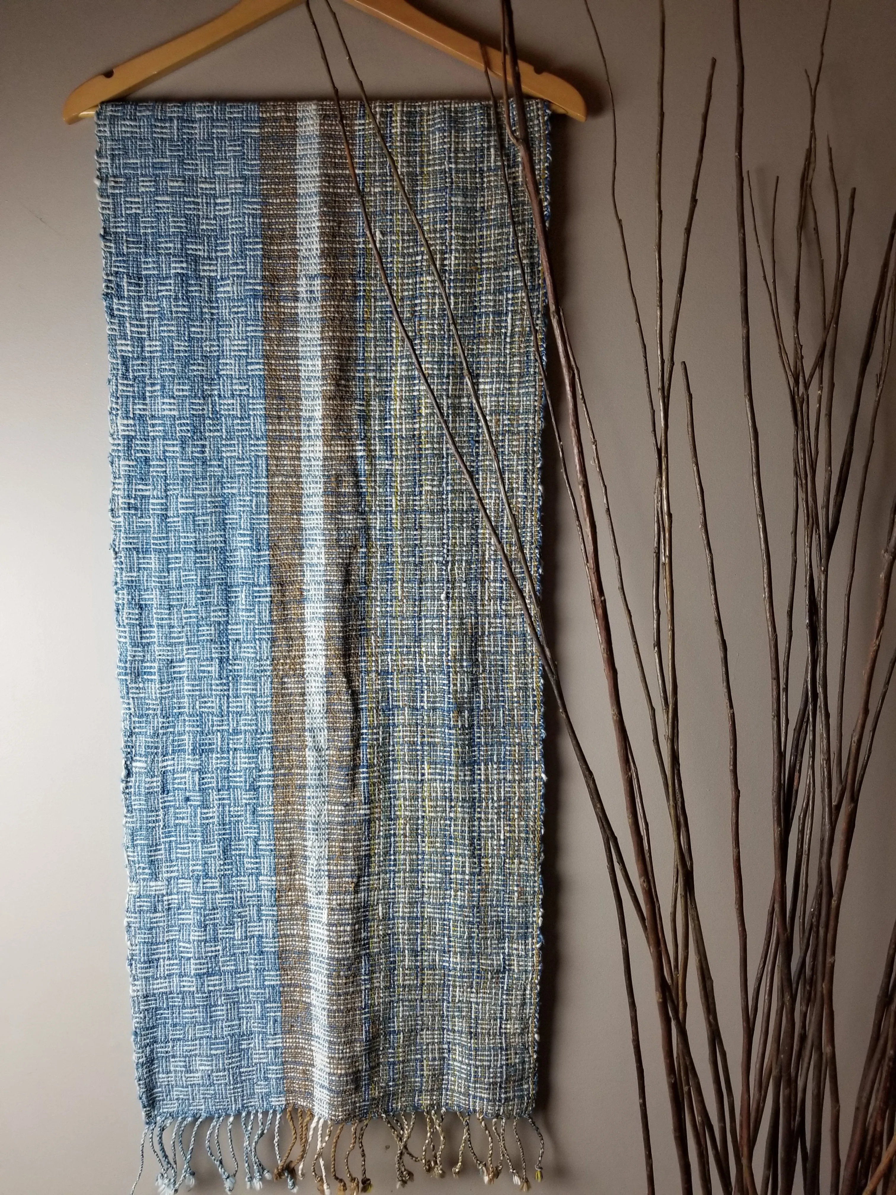 Natural Dyed Indigo Handwoven Cotton Scarf #1