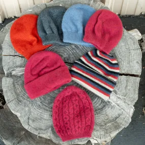 Possum Merino Wool Beanies: Assorted styles and colors.