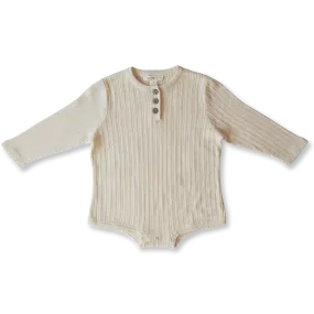 Ribbed Button Bodysuit- Milk