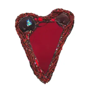 RUBY RED BEADED HEART BROOCH, 2022