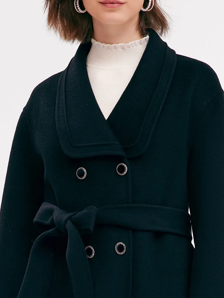 Tencel Woolen Lapel Women Coat