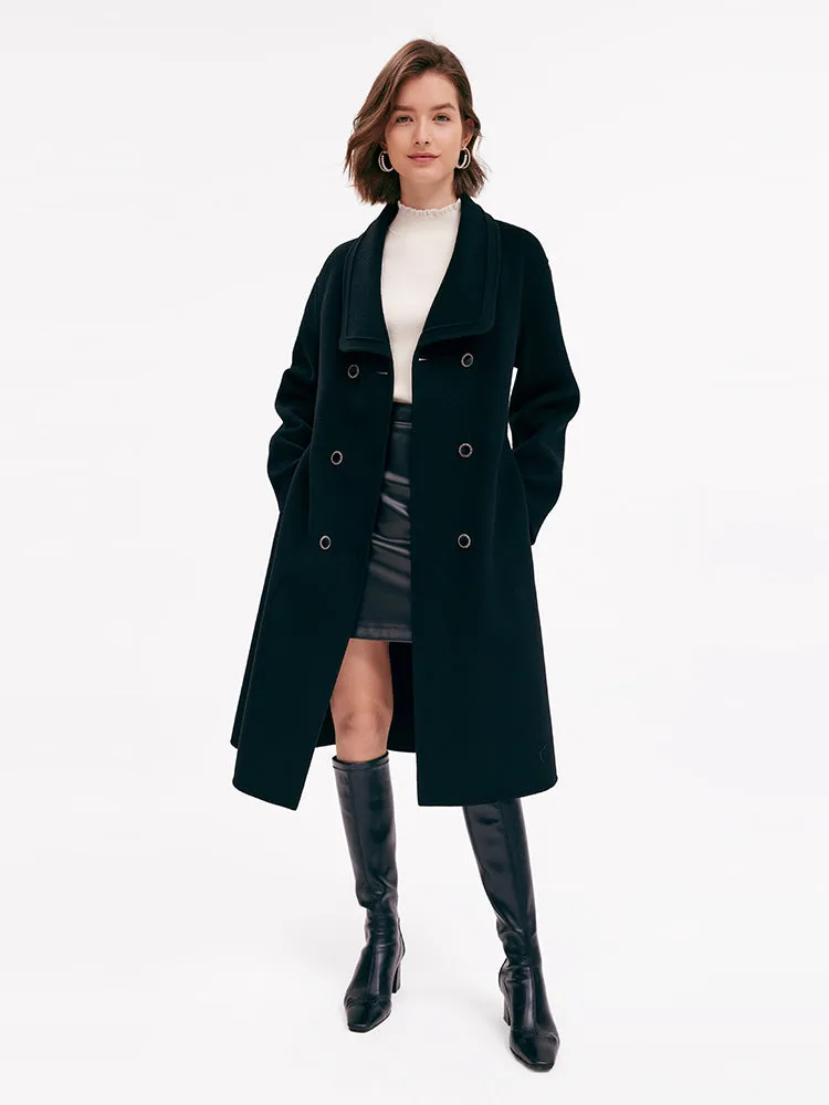 Tencel Woolen Lapel Women Coat