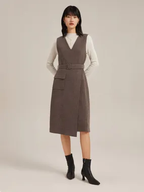 Washable Wool Sleeveless Jumper Midi Dress