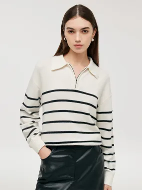 Wool Black And White Stripe Women Sweater