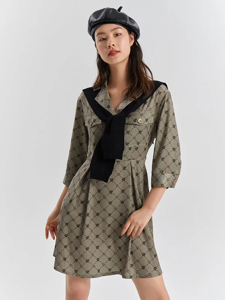 Woolen Print Dress With Shawl